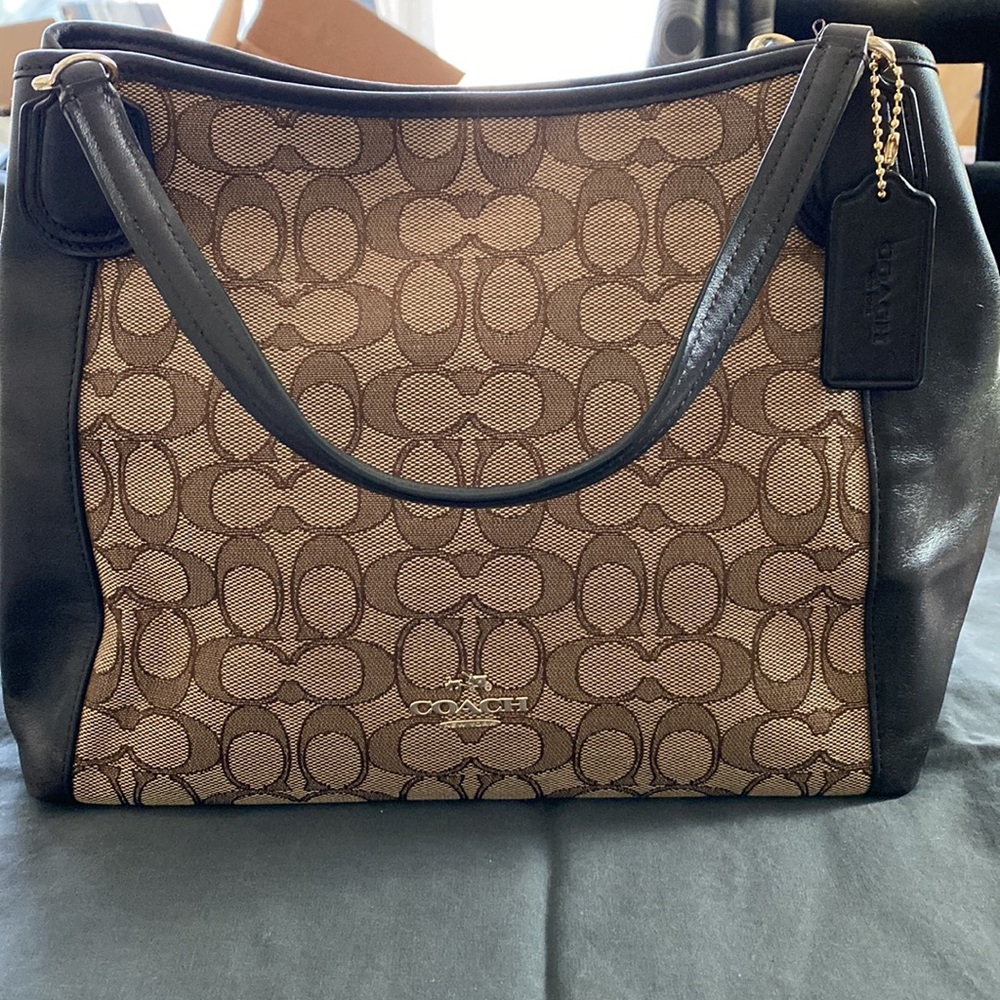 Coach Signature Canvas Shoulder Bag in Brown and Dark Brown - Picture 2 of 9